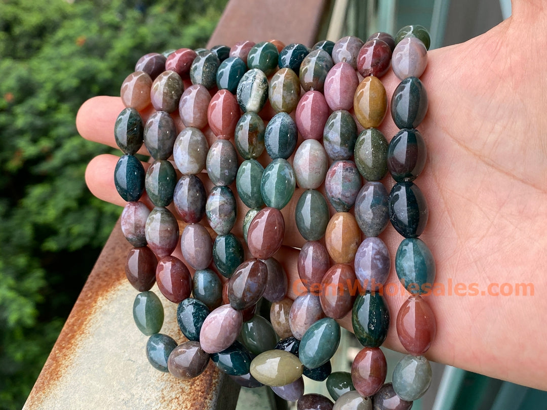 10x14mm Natural Indian agate oval beads, 15.5"