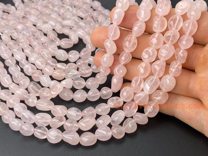 15.5" 8x10mm Natural rose quartz pebbles/nugget beads