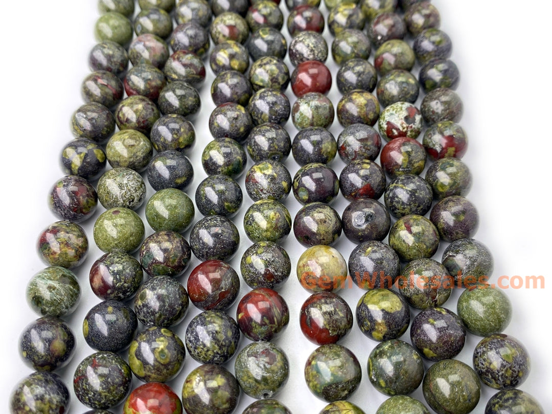 15.5" 8mm/10mm Natural green Australia dragon blood jade Round beads