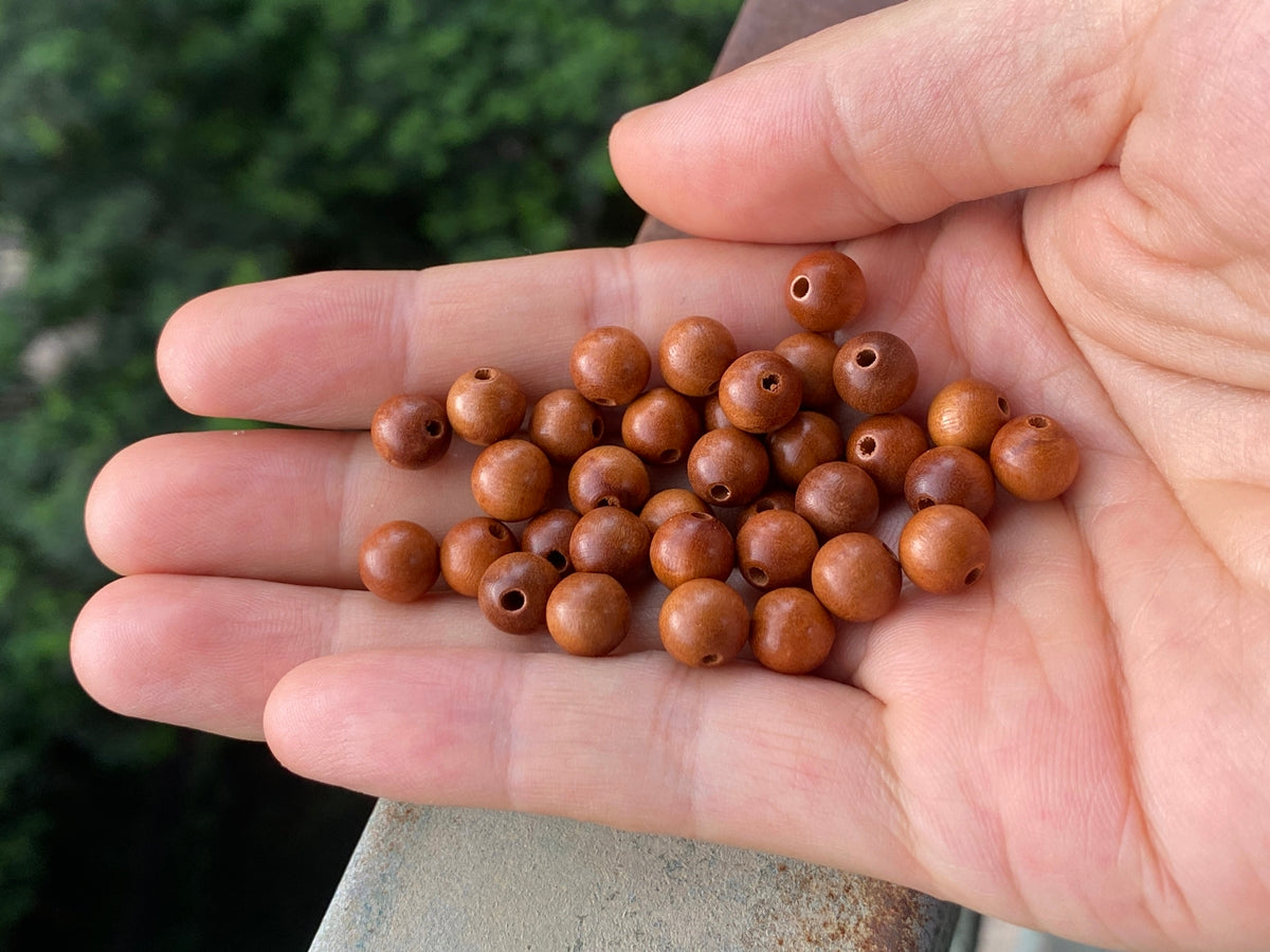 50pcs 8mm Jujube wood round beads brown color Wooden beads