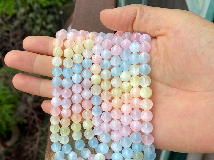 15" 8mm Multi rainbow color calcite stone round beads