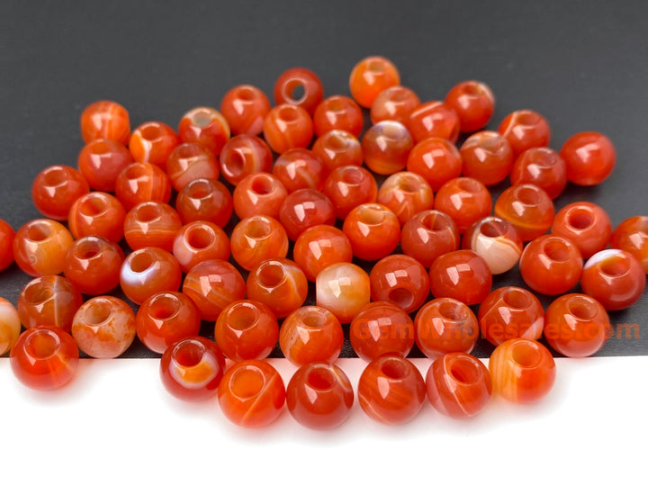 20pcs 8mm red stripe agate round beads, 3mm big hole