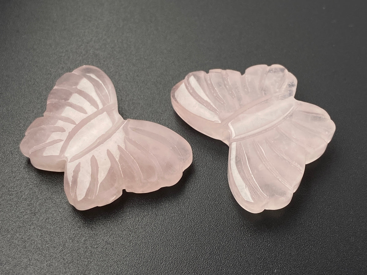 1PC 28x38mm natural Rose quartz carving butterfly pendant