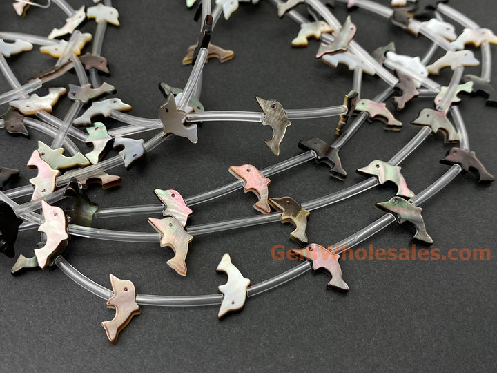 10PCS 7x14mm Natural Black MOP Dolphin beads, mother of pearl