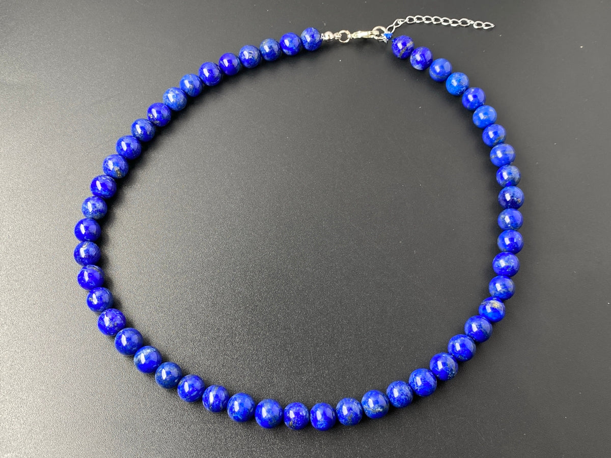 16" 8mm AA Natural Lapis lazuli stone round beads necklace, gift for him