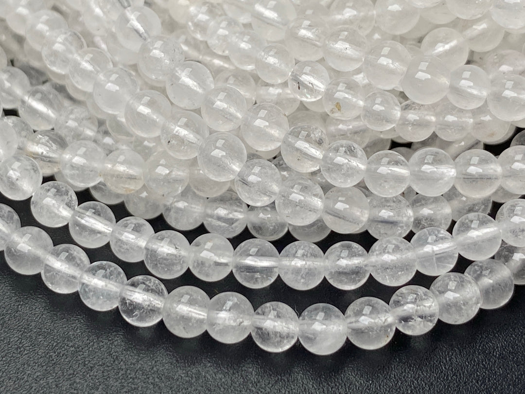 15" 4mm Natural rock crystal quartz round beads with inclusion