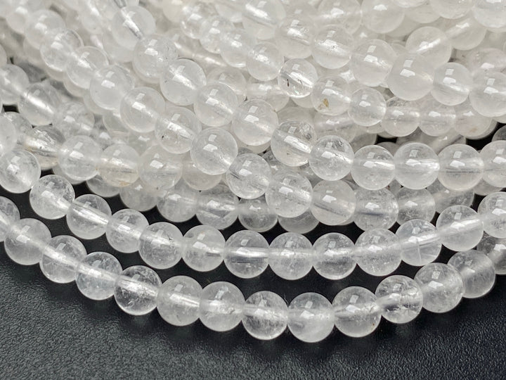 15" 4mm Natural rock crystal quartz round beads with inclusion