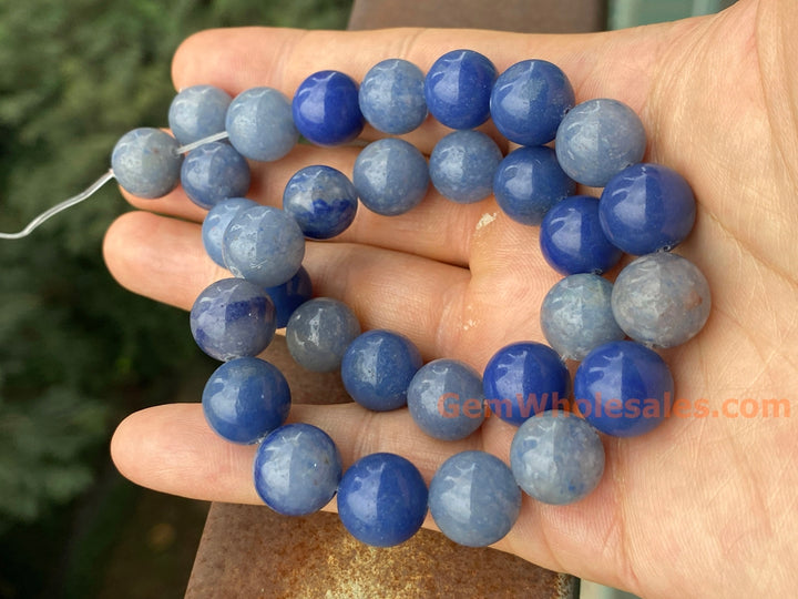 15.5" 12mm Natural blue aventurine stone round jewelry beads