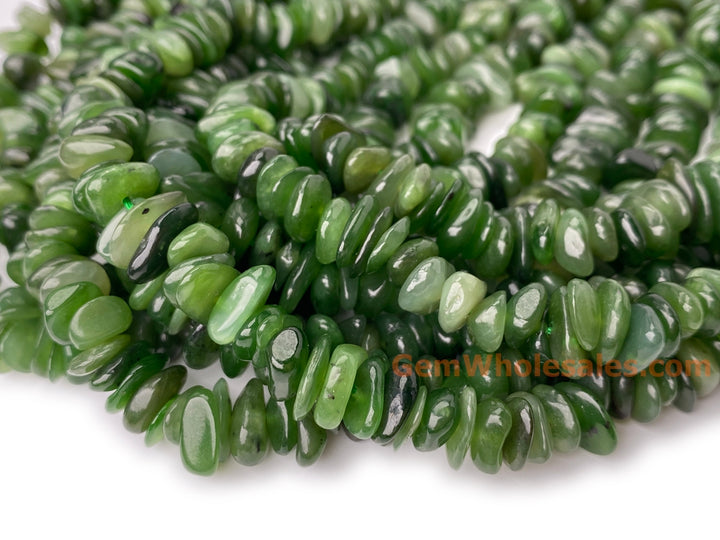 15.5" 8x10mm Natural green jade nuggets chips beads
