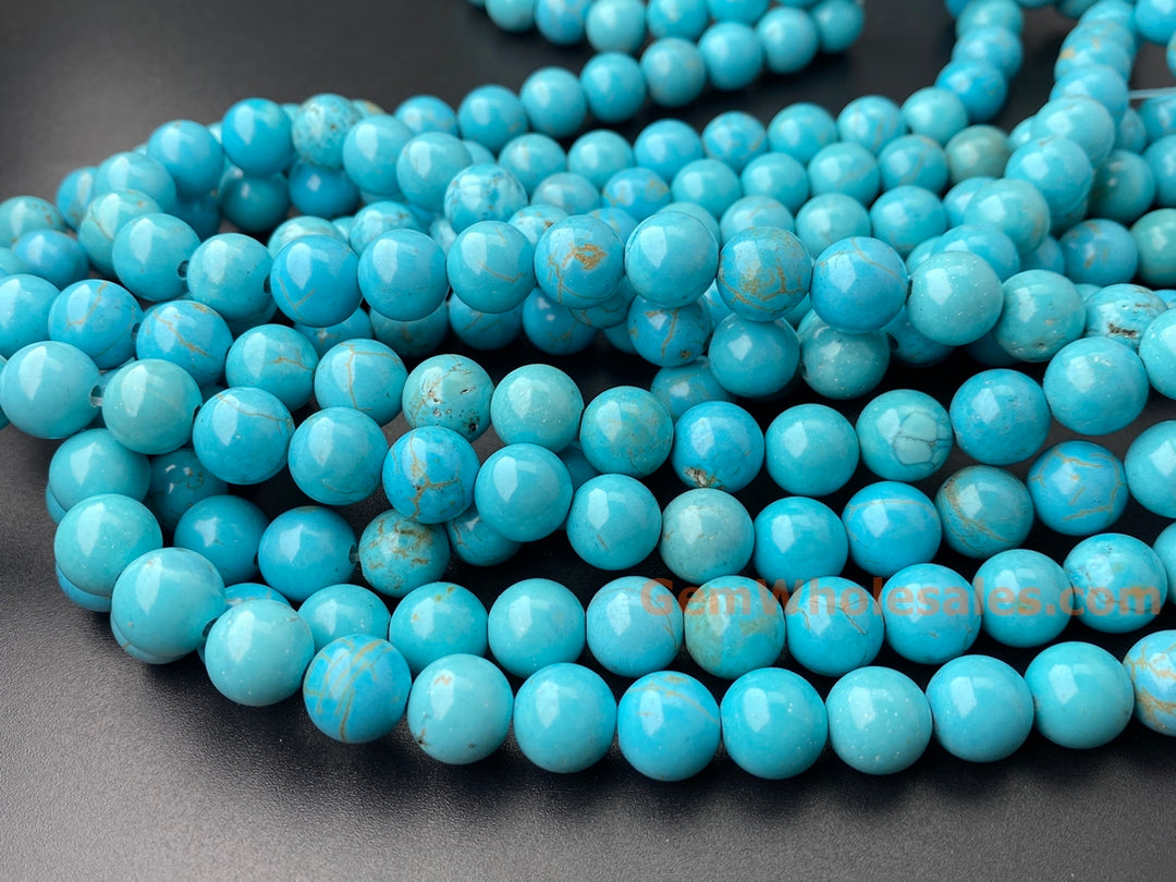 15.5" 10mm Blue howlite stone round beads, 2mm big hole