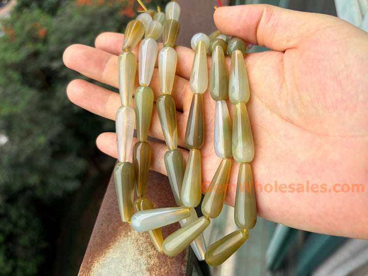 10x30mm Yellow agate teardrop beads, DIY jewelry pendant, 15.5"
