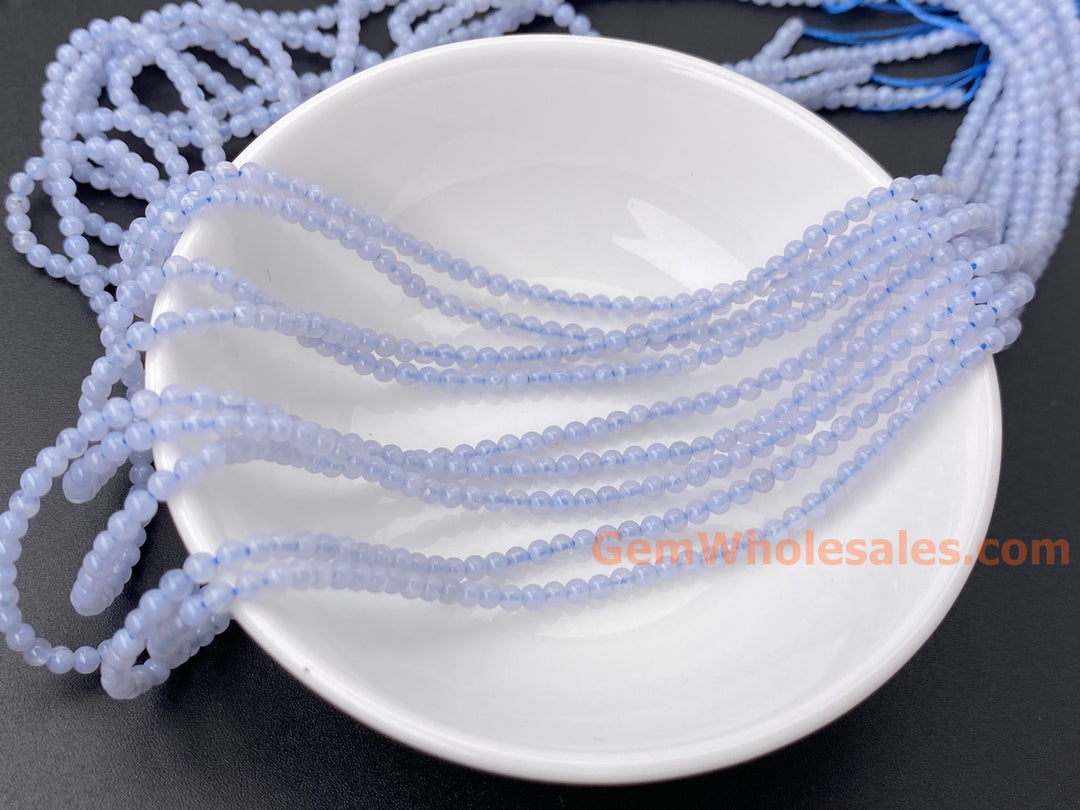 15.5" 2mm natural blue lace Agate Round jewelry beads