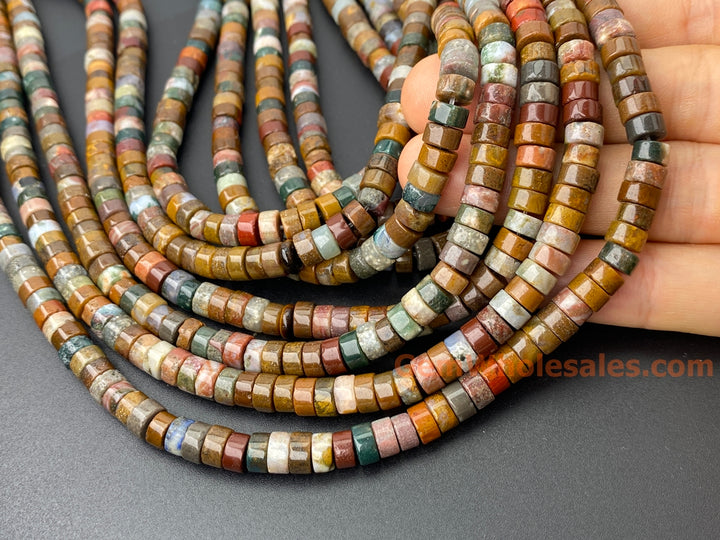 15" 3x6mm natural ocean jasper Heishi beads for jewelry making
