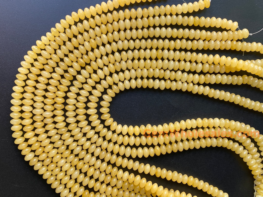 15.5" 8x4mm Natural yellow jade rondelle beads,disc beads, roundel beads 8x4mm