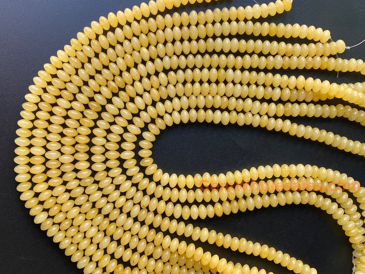 15.5" 8x4mm Natural yellow jade rondelle beads,disc beads, roundel beads 8x4mm