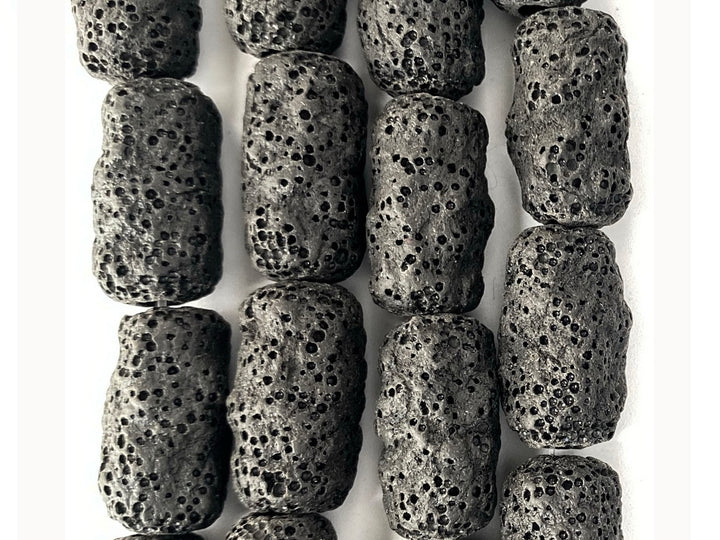 15" 11x20mm black Lava long Tube Gemstone beads