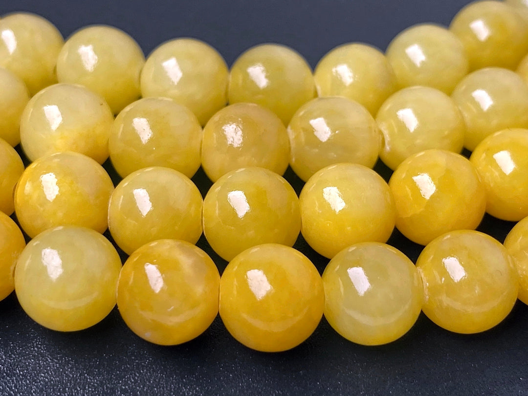 15.5" 8mm/10mm/12mm gold yellow dyed jade Round beads