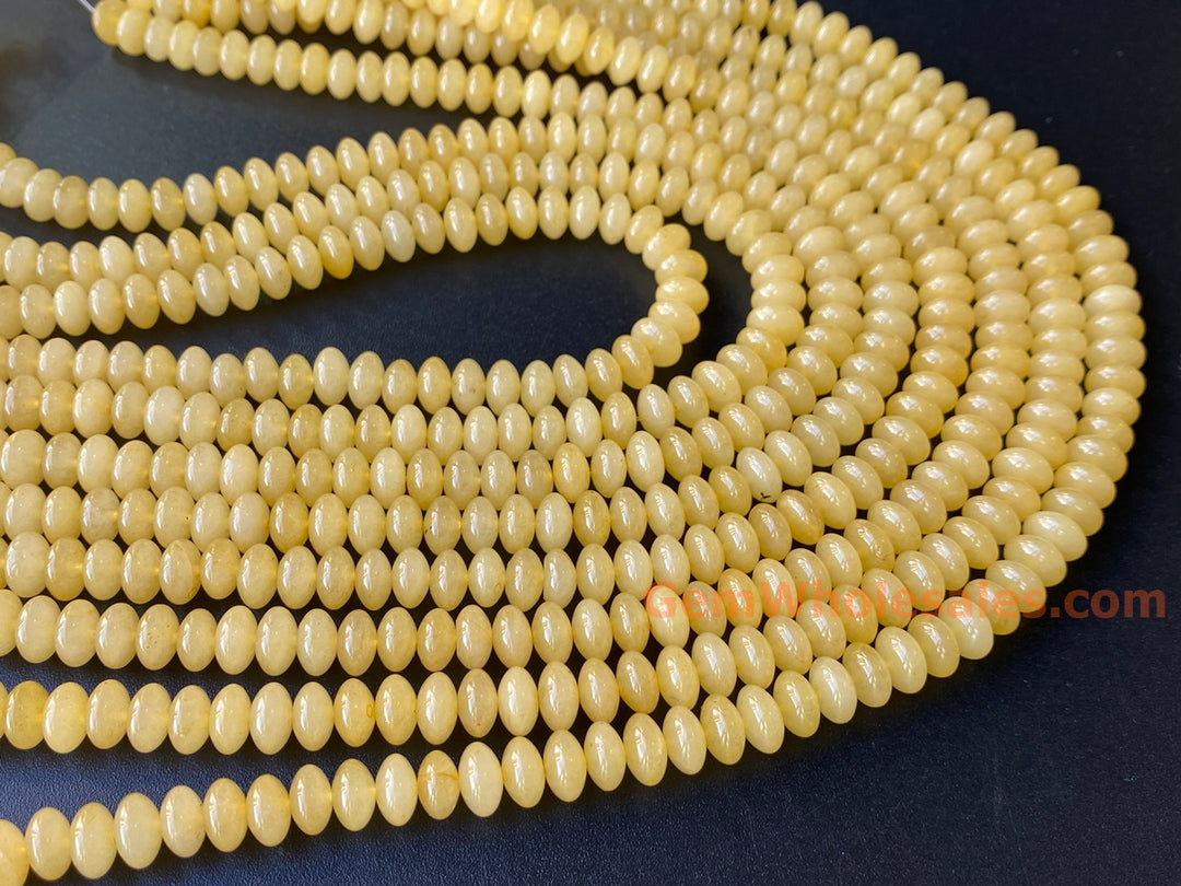 15.5" 8x4mm Natural yellow jade rondelle beads,disc beads, roundel beads 8x4mm