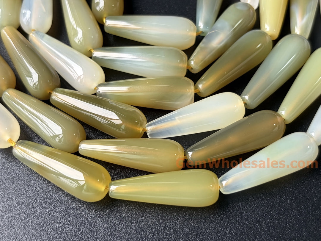 10x30mm Yellow agate teardrop beads, DIY jewelry pendant, 15.5"