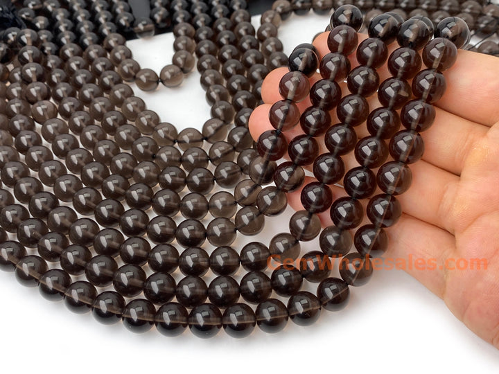 10mm Natural Transparent brown Ice obsidian round beads, 15.5"