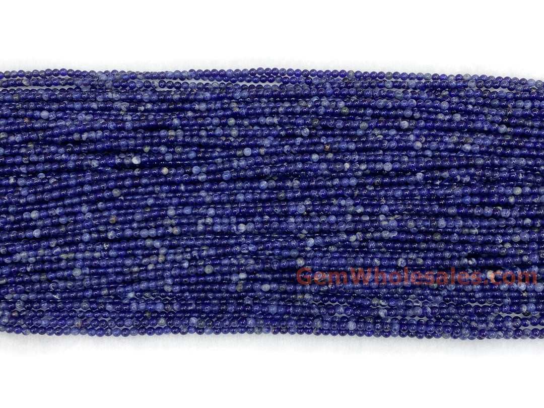 15" 2mm natural sodalite stone tiny round beads