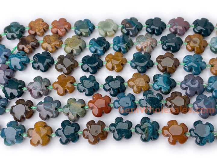15.5" 15mm/20mm natural ocean jasper flower jewelry beads