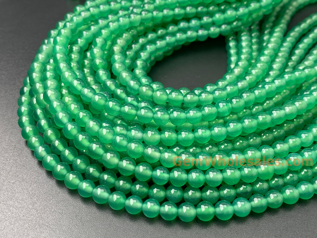 14.5" 6mm light green Agate Round beads Gemstone