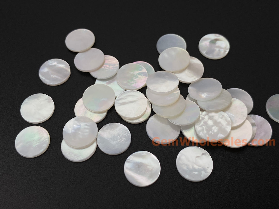 8mm/10mm white mother of pearl MOP undrilled coin beads, 20PCS