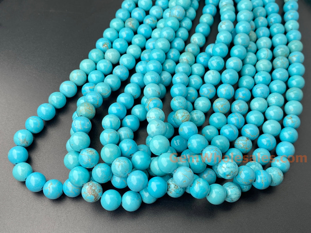 15.5" 10mm Blue howlite stone round beads, 2mm big hole