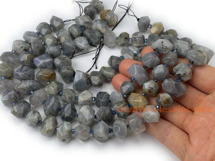 15" 15~20mm Natural labradorite faceted nugget pendant beads