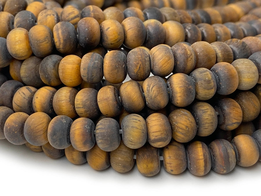 15.5" 4x6mm Matte/frosted yellow tiger eye roundel/rondelle beads