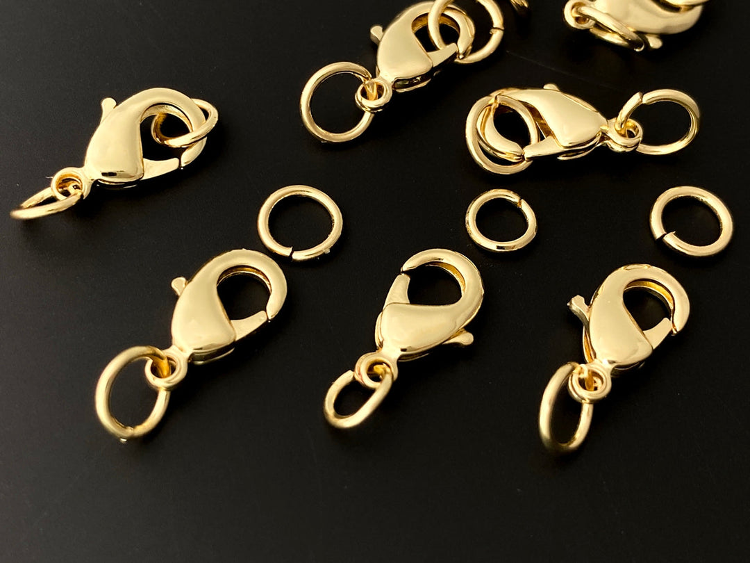 10PCS 10x5mm gold plated brass metal jewelry lobster claw clasps