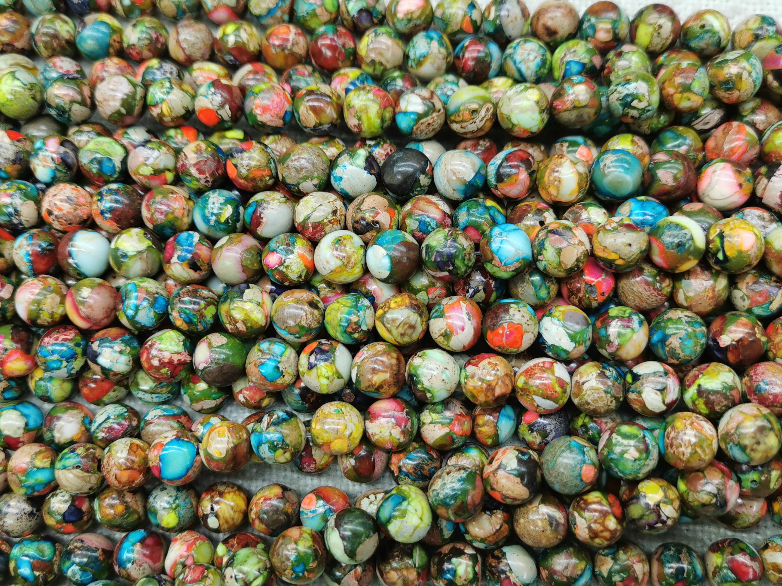 15" 10mm Multi color emperor jasper round beads, Sea Sediment