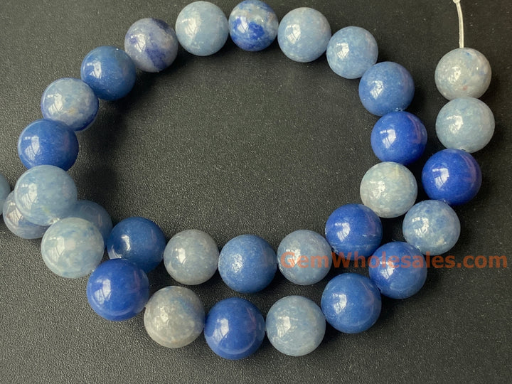 15.5" 12mm Natural blue aventurine stone round jewelry beads
