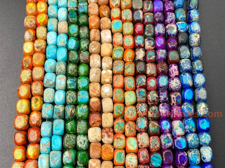 15.5" 5x7mm light blue Sea Sediment, Impression Jasper rectangle beads