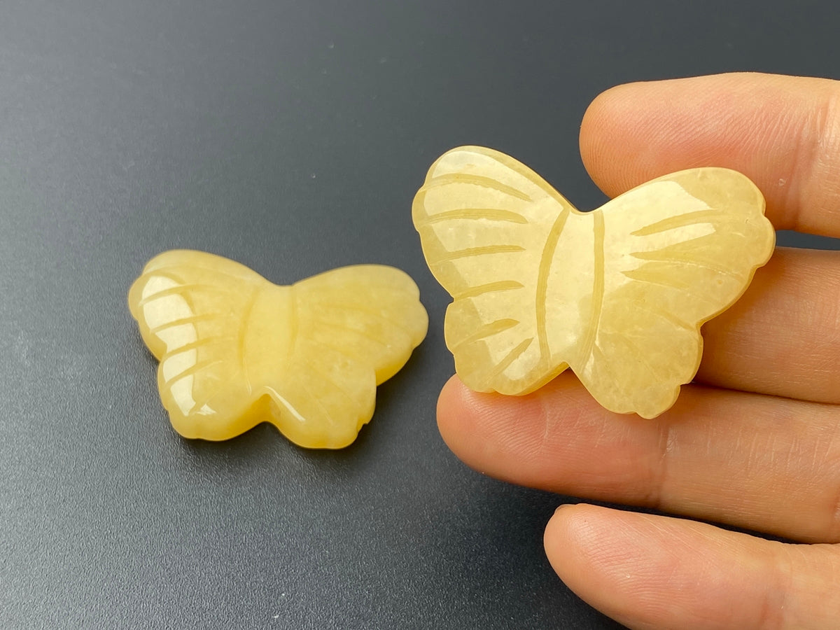 1PC 28x38mm natural yellow jade carving butterfly pendant