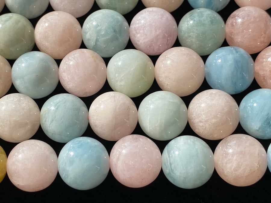 15.5" 10mm Natural Morganite stone multi color Round gemstone Beads