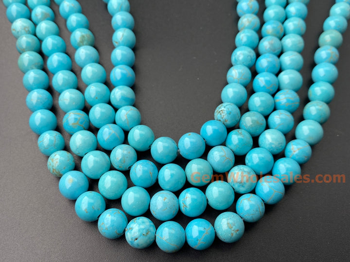 15.5" 10mm Blue howlite stone round beads, 2mm big hole