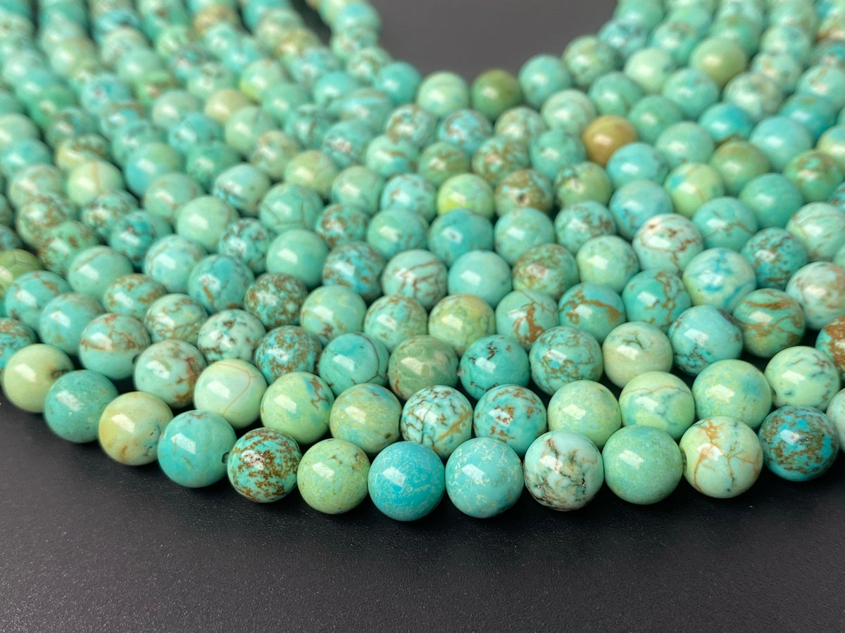 15" 10mm Turquoise greenish Blue howlite round beads