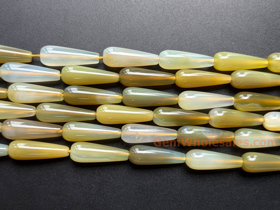 10x30mm Yellow agate teardrop beads, DIY jewelry pendant, 15.5"