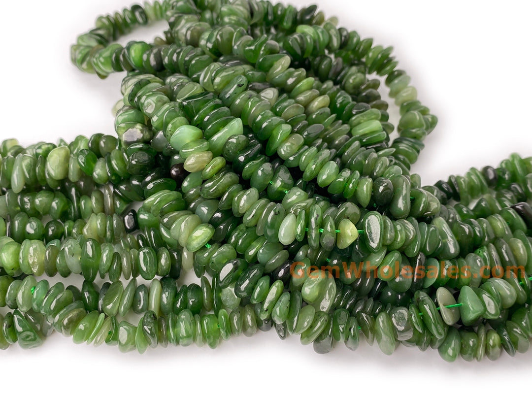 15.5" 8x10mm Natural green jade nuggets chips beads