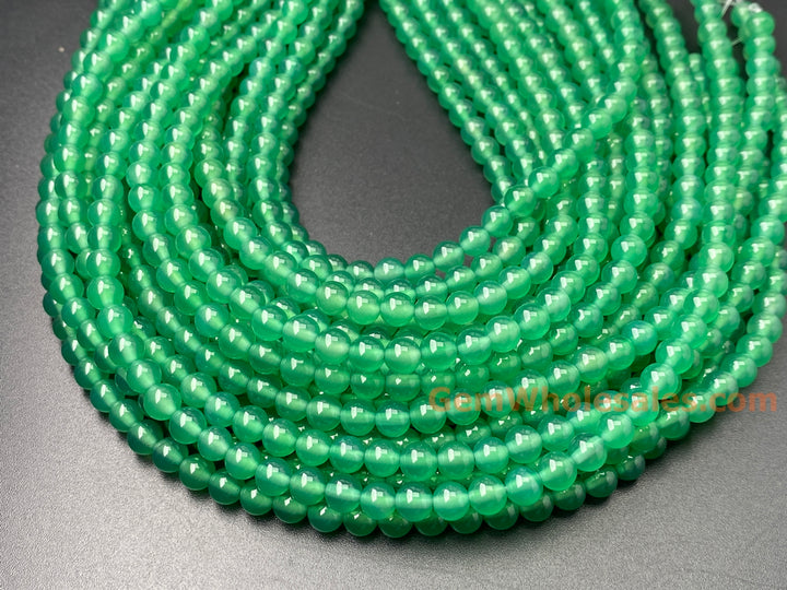 14.5" 6mm light green Agate Round beads Gemstone