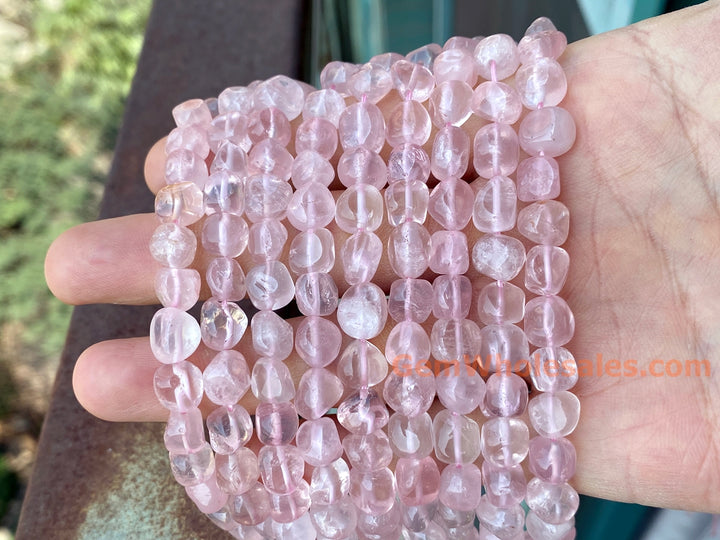 15.5" 8x10mm Natural rose quartz pebbles/nugget beads