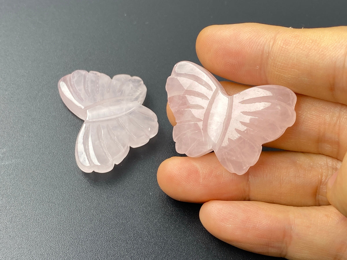 1PC 28x38mm natural Rose quartz carving butterfly pendant