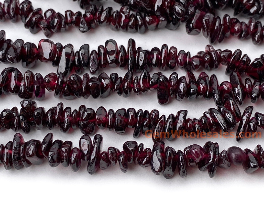 32" AA 5x10mm Natural red Garnet stone chips beads, nice polish