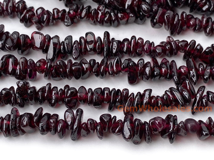 32" AA 5x10mm Natural red Garnet stone chips beads, nice polish
