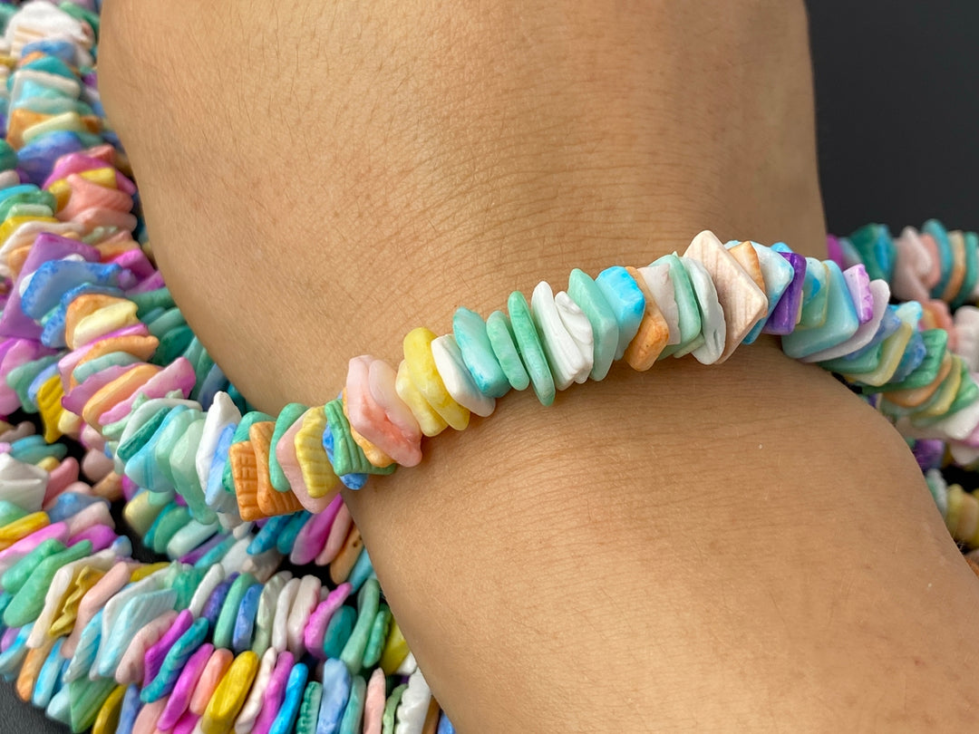 16" 8~12mm multi color shell flake chips beads strands
