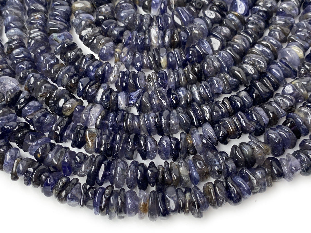 16" 10~15mm Natural Iolite stone tumbled chips beads strand