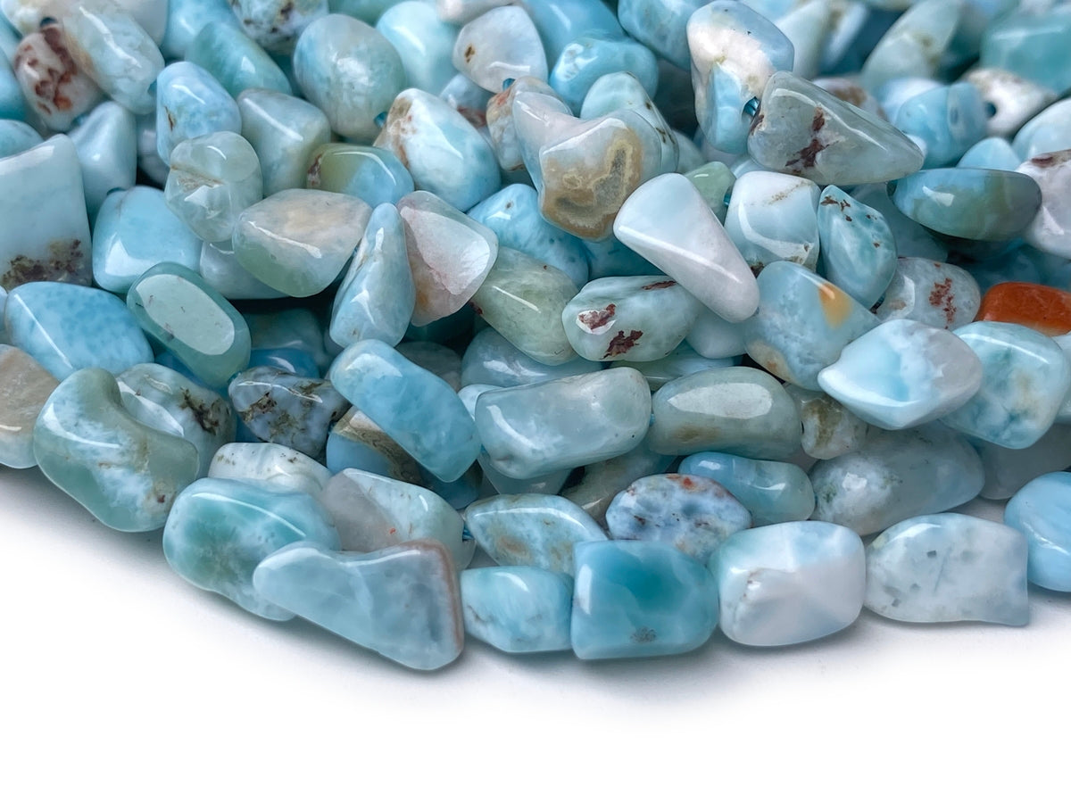 15.5" 6x8mm Natural genuine larimar nuggets gemstone beads