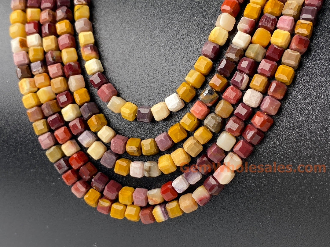 15.5" 3mm Natural mookaite/moukite stone faceted cube beads